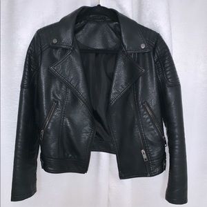 Faux Leather Moto-Style Jacket